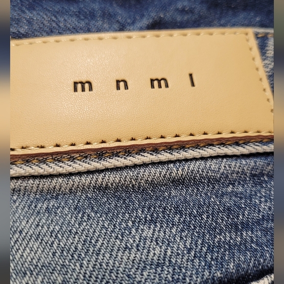 MNML Mens Flare Distressed Button fly Jeans Size 38 - Picture 4 of 6